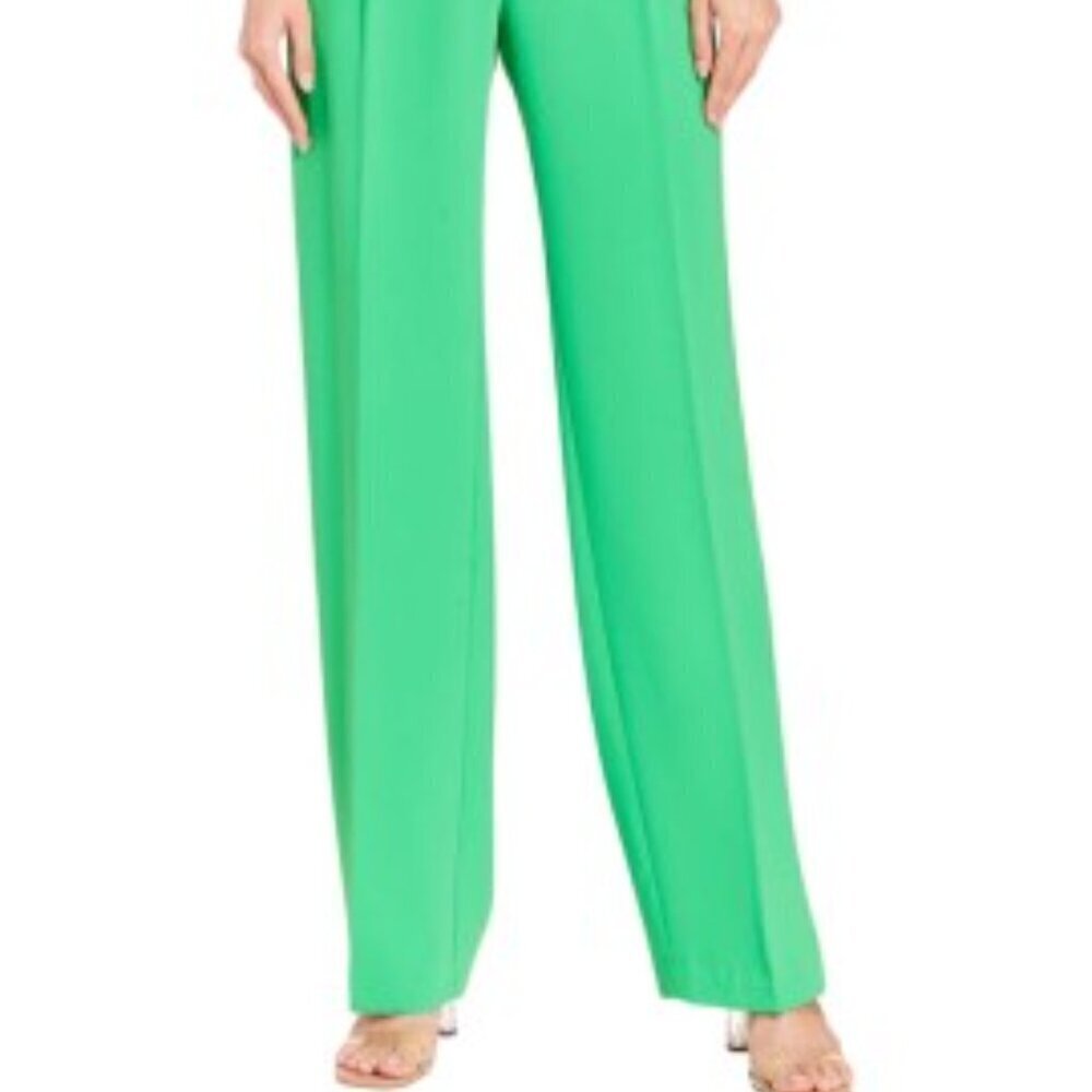 Amanda Uprichard Wallace Vibrant Green Straight Leg Designer Trousers Size M